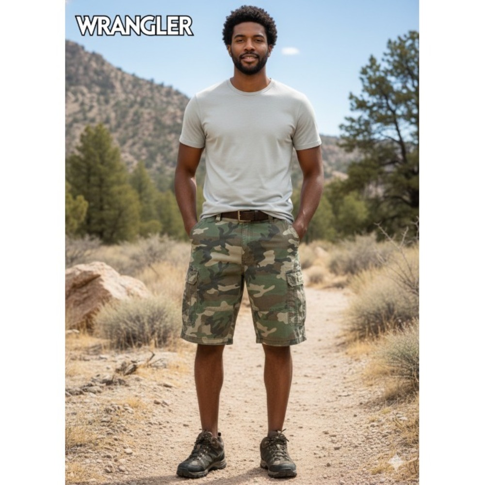 Wrangler Men's Camouflage Cargo Shorts‎ 38R Relaxed Fit